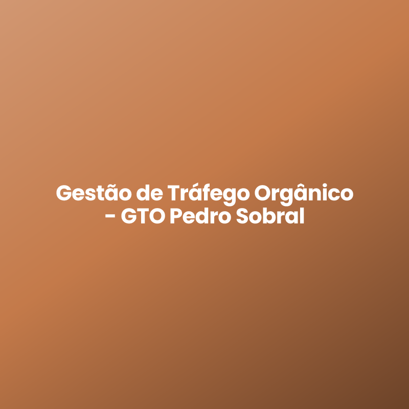 Gestão de Tráfego Orgânico – GTO Pedro Sobral
